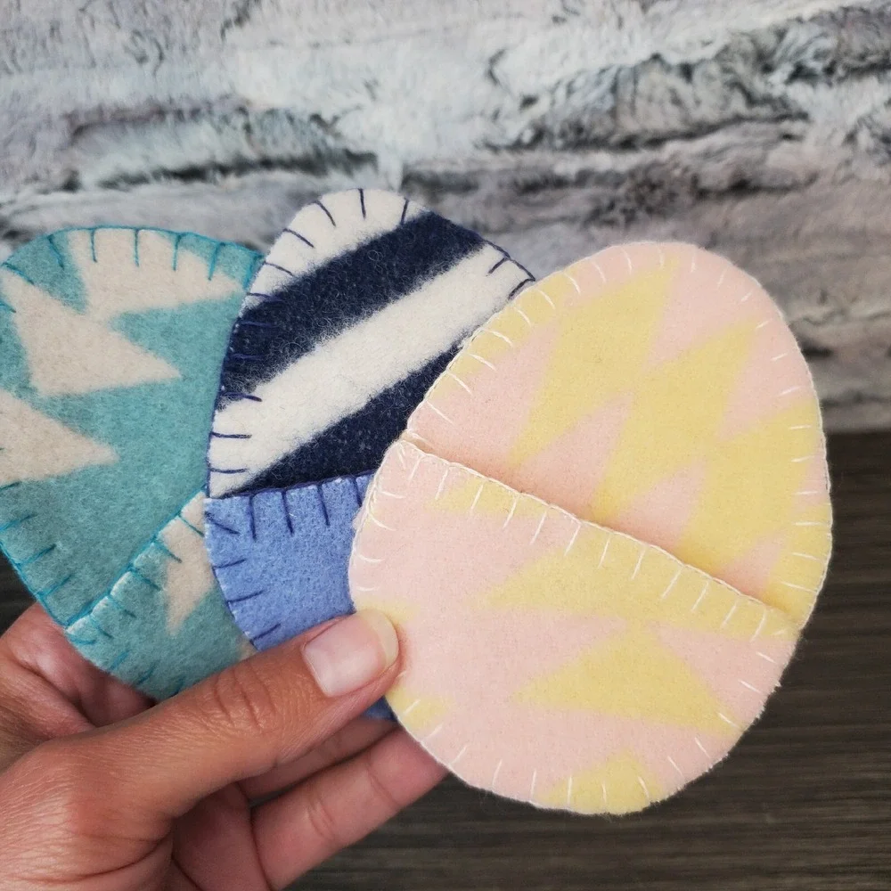 Lot of 11 PENDLETON WOOL Hand Cut & Stitched Easter Egg Gift Pouches Blues‎ Pink